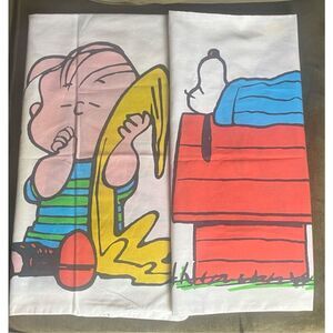 1971 Schulz Peanuts Snoopy Linus Pillowcase Set Vintage United Feature Syndicate